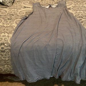 Sleeveless striped casual tshirt swing dress